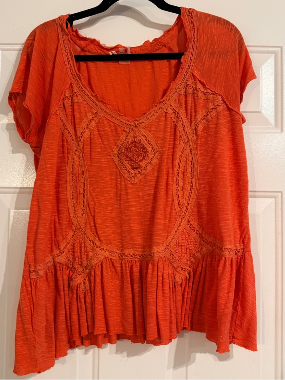 Free People Orange boho top Medium